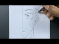 Anime sketch | how to draw itadori half face step-by-step easy
