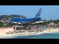 KLM 747 Extreme Jet Blast blowing People away at Maho Beach, St. Maarten - 2014-01-14