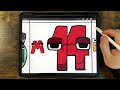 Drawing Russian Alphabet Lore but NUMBER LORE (1-15) / How to draw Number Lore
