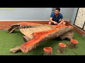 Building a Spectacular and Imposing Table from a Giant and Regal Tree Trunk: A Woodworking Feat