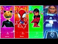 LadyBug Miraculous vs Tikki vs Spider Man vs Cat Noir Tiles Hop EDM RUSH