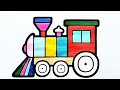 How to Draw A Engine 🚒 Drawing Colouring for kids & Toddlers, Step by step, ABCD Rhymes Song