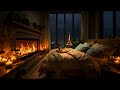 Cozy Bedroom in Paris with Relaxing Piano Jazz Music & Crackling Fireplace for Deep Sleep, Chill