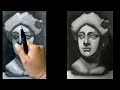 Charcoal Reduction Bust | How to draw | Drawing a portrait in charcoal subtraction