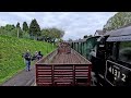 Watercress Line viewed from the guards van of the 2024 Spring Gala demonstration freight train