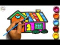 Beautiful House Drawing, Painting and Colouring For Kids and Toddlers _ Kids Art.