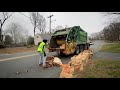 WM CNG McNeilus rear loader doing heavy yard waste