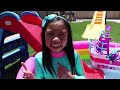 Wendy Pretend Play with a Giant Inflatable Playhouse Swimming Pool Toy