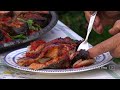 Cooking Wood Fired Fresh Trout with Garden Vegetables