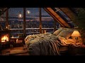 Cozy Bedroom Ambience with Smooth Winter Jazz Music ❄ Warm Jazz Music & Snowfall for Deep Sleep
