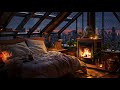 Soothing Night Jazz & Winter Ambience ❄ Soft Jazz Piano Music in Cozy Bedroom for Deep Sleep, Relax