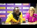 USAIN BOLT SHUTS DOWN A REPORTER WHO ASKS ABOUT DRUGS IN 100m Finals PRESS CONFERENCE