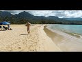[4K] Hanalei Bay, Kauai Hawaii | Virtual Walking Tour | Relaxing Travel Simulator