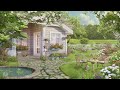 🍃Spring Cottage ASMR Ambience Peaceful Stream Sounds, Wind Chimes, Book Sounds, Spring Garden Nature