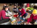 Walking tour Cambodian Fresh Market Food - Pork, Fish, Chicken, Frurits, Vegetable & More