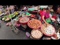 Best Cambodian street food - Walking tour Orussey msrket, Fruits, Vegetables, Pork, fish & More