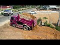 So Amazing! New Construction Along The National Road Land Filling Up Komatsu D31P dozer & trucks