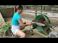 A beautiful girl with dexterous hands helped her neighbor repair the lawn mower