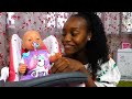 Kids play dolls - Feeding baby doll & washing machine toys - Family fun video.