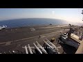 View From Above (Vulture's Row) - F-18 Lands On The Flight Deck of an Aircraft Carrier