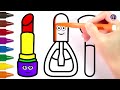 Princess Makeup Tools Coloring page for Girls - Cute Makeup kit Drawing - Funny Drawing