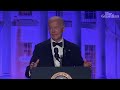 Joe Biden roasts Trump at White House correspondents’ dinner as hundreds protest outside