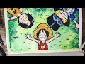 Painting a scene from the anime One Piece - Ace, Sabo and Luffy