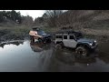 Traxxas TRX-4 Ford Bronco and Defender long muddy trail
