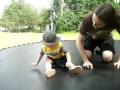 Bubs' first time on a trampoline