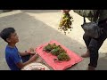 Orphan boy | Harvest Clausena Lansium Goes to market sell - Fried tofu