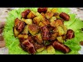 Fried potatoes with hunting sausages