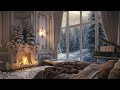 Calming Fireplace and Piano ASMR for Royal Bedroom Ambiance | Snowfall Ambiance | Relaxing Sleep Aid