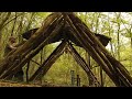 2 days of building a wooden house as a shelter in the wild forest, at a temperature of 40°C