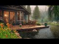8 Hour Morning Ambience - Relaxing rain on the porch In the Forest -Nature's Symphony for Deep Sleep