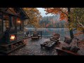 Autumn Lakeside Ambience with Rain Sounds and Relaxing Campfire to Relax, Study, Sleep