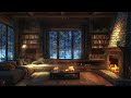 Winter Fireside Ambiance: Fireplace and Wind for Relaxing Atmosphere