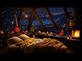 The Sleeping Cats in Cozy Wooden House Ambience - Crackling Fire & Soothing Piano Music for Relax
