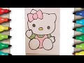 Hello kitty 🐈 | Hello kitty drawing and colouring for preschool kids | cute Hello kitty 🐈 Drawing