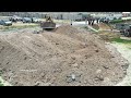 Wonderful Project Landfill By Komatsu D58E Bulldozer Pushing Dirt And Truck 5Ton Unloading Dirt