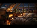 Smooth Sleep Jazz Night Music in Cozy Winter Coffee Shop Ambience 🌙 Relaxing Jazz Music and Snowfall