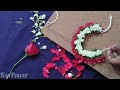 ROSE Petals and JASMINE Flowers & bouquet leaves BRIDAL GARLAND|| GARLAND making ideas for BRIDALS