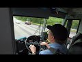 2017 MCI D4500CT commuter coach bus pre-trip and drive, driver view