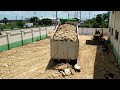 Amazing KOMATSU D58E Dozer Pushing Dirt Into The Warehouse To Project The Water Rain