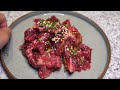 The insanely delicious Korean-style beef BBQ!! Charcoal grilled beef, Hanwoo - Korean food