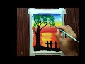 #Painting Sunset scenery on Wood# Drawing on Wood# Art # Drawing# paint Brush by Sumi#