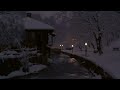 4K HDR Snowy Village River - Winter Stream - Flowing Water - Sounds for Sleeping - White Noise - 10h