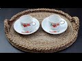 Best Out of Waste Ideas: How to Make Serving Tray with Jute Rope & Cardboard | Jute Rope Craft Idea