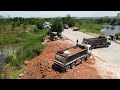 Episode1| Beautiful Starting New Project Filling Up Landscape By Komatsu Dozer Plug Dump Trucks Team