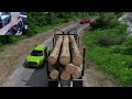 Delivering Logs on a Dangerous Cliff Road