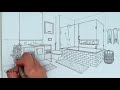 How to Draw A Bathroom in Two Point Perspective | Step By Step